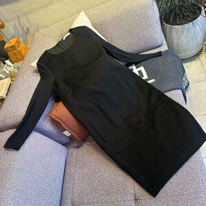 $1300 MaxMara Camel Hair & Wool Black Long Sleeve Dress w Pockets Sz 4 US in EUC